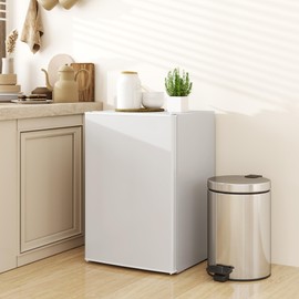 HOMCOM 2.5 Cu.Ft Mini Fridge with Freezer, Single Door Compact Refrigerator with Adjustable Thermostat, Reversible Door, Mini Refrigerator for Bedroom, Dorm, Home Office, Energy Efficient, White