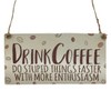 Second Ave Funny Drink Coffee Wooden Hanging Gift Rectangle Home