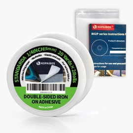 KEPAIBOS Double Sided Iron on Hem Tape with Backing Easy-Iron Washable Fusible no sew Tape for Fabric (Standard, 1/4 inch Wide X 20 Yards X 2 Rolls)