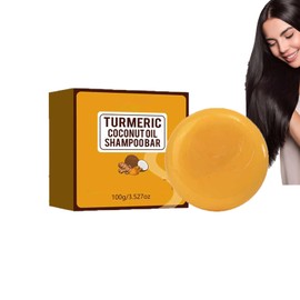Hppsctink Shampoo Soap, 100 g Turmeric Coconut Oil Shampoo Soap, Anti-Hair Loss Shampoo Soap, Thickening & Moisturising Hair, Gentle Scalp Cleanser, Shampoos