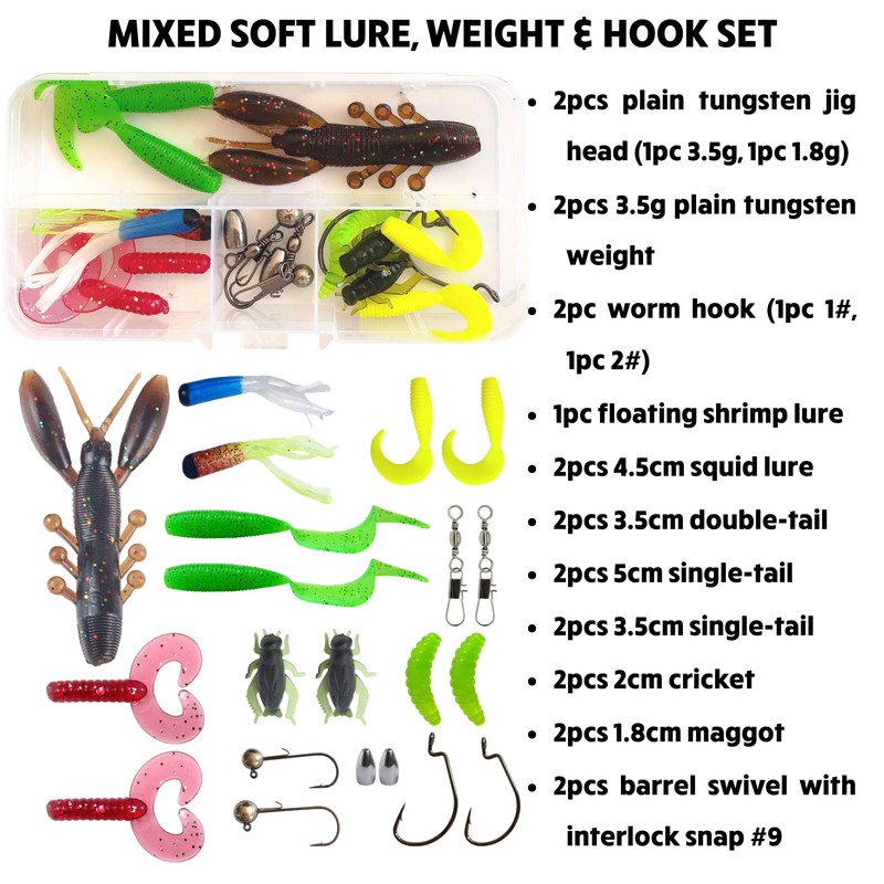 Rigged and Ready Fish Rig Spinner Mixed Soft Lure, Tungsten
