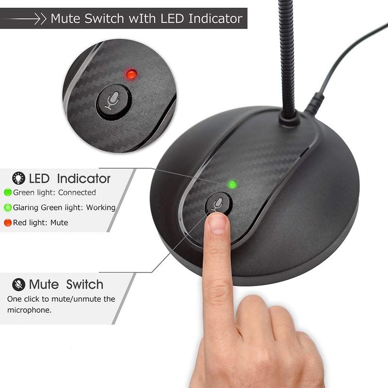 JOUNIVO USB Microphone, 360 Degree Adjustable Gooseneck Design, Mute Button