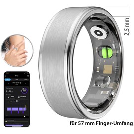 Newgen Medicals Fitness Tracker Ring:Fitness Tracker Ring Sp02 Heart Rate Sleep Analysis Silver Size 57 (Fitness Tracker Smart Ring, Health Tracker Ring, Smarter)