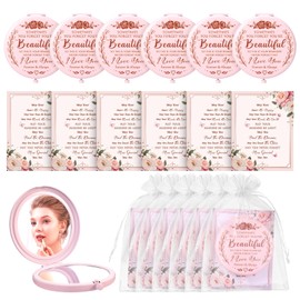 KEDEMAS Compact Mirror Bulk, 6 Pack Inspirational Pocket Purse Handheld Mirror Portable Round Makeup Folding Appreciation Gift for Christmas Valentine Daily Travel