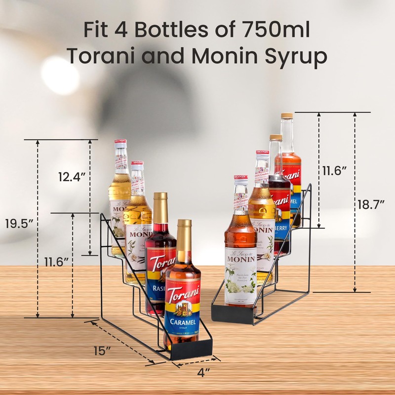 mustry Coffee Syrup Rack for Coffee Bar Accessories, Coffee Syrup