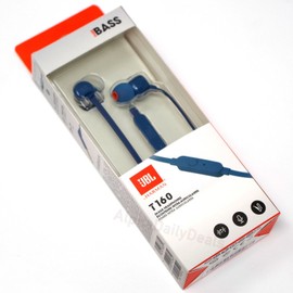 JBL Tune 160 Harman Kardon Stereo Wired In-Ear Headphones Remote Mic Bass Blue