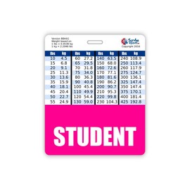Student Badge Buddy Horizontal w/Height & Weight Conversion Charts (Oversized, Pink)