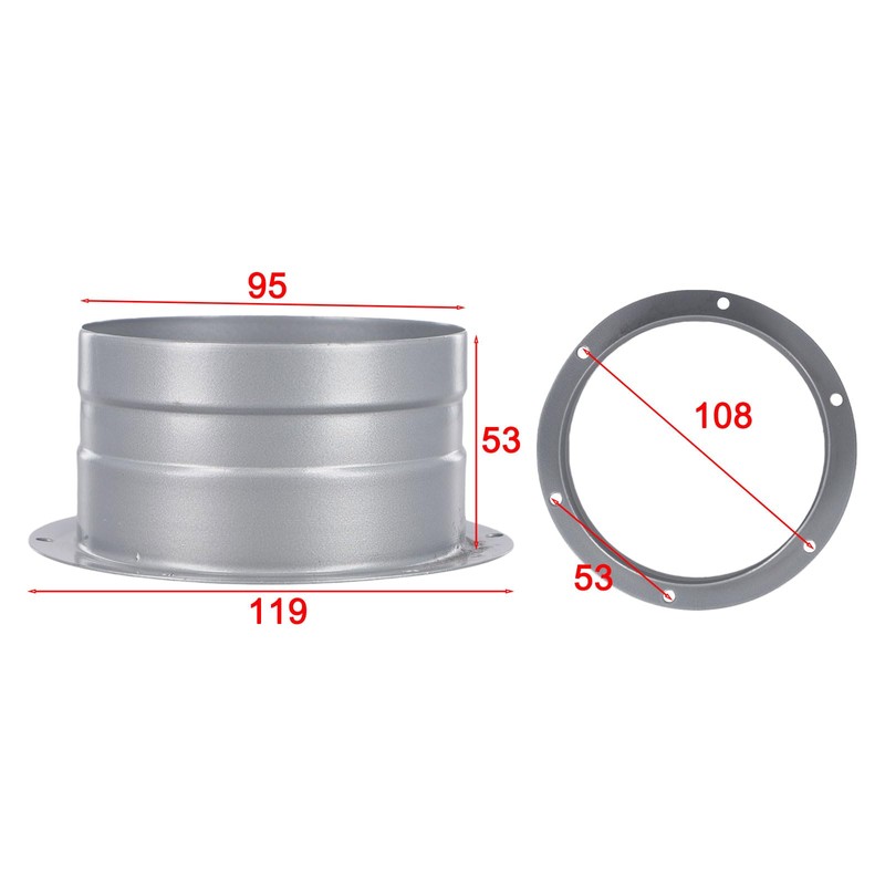 Metal Duct Flange Pipe Connector, 3-8" Metal Flange Vent Pipe