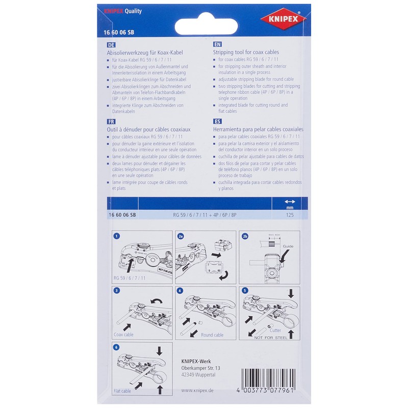 Knipex Wire Stripping Tool for coax and data cable 125