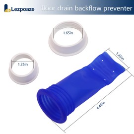 Upgraded 4-Piece Set Anti-backflow Silicone Drainer + Check Valve Adjustable Odor- and Clog-Resistant Floor Drain Cover｜Watertight Design for Bathroom/Kitchen/Toilet Plumbing (Blue)