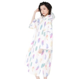 FELLOW Fellow Changing Poncho, 12 Colors Patterns, Surfing Poncho, Changing Towel, Men's, Women's, Adults, Microfiber, Absorbent, Quick Drying, Marine Sports, Feather White, One Size Fits All