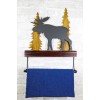 Rustic Western Elk Moose Deer by Pine Forest Wooden Wall