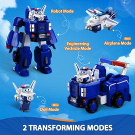Super Wings – Transformable Robot Vehicle "Paul's Cruiser" 18 cm + 1 Figure 5 cm – Transform-a-Bots from the Super Wings Cartoon Series – Toy for Children Aged 3 and Above
