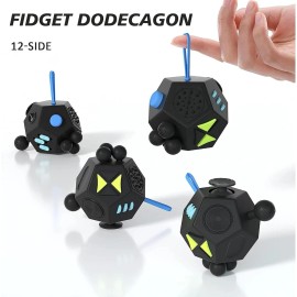 DoDoMagxanadu Fidget Dodecagon 12-Side Cube Stress Relief Toy for Kids & Adults (Black)