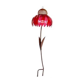 TOPINCN Coneflower Bird Feeder, Standing Bird Feeder Wild Bird Feeder Iron Backyard Flower Pole Bird Feeder Garden Art Metal Birdfeeder Hummingbird Feeder Garden Decoration