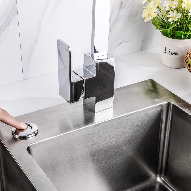 SINKINGDOM Garbage Disposal SinkTop Air Switch Kit with Long Button,Brass