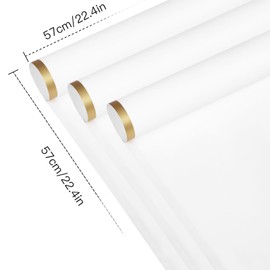 WRAPAHOLIC 20 Sheets Flower Wrapping Paper - 22.4 x 22.4 inch White with Gold Edge Water-Resistant Floral Bouquet Wrapping Paper, Florist Supplies Packaging Paper for Wedding Birthday Gift DIY