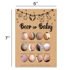 Baby Shower Game, Beer or Baby Game Cards, Baby Shower Party Games Supplies & Activities, Party Activities Ideas Supplies, Baby Shower Ideas, 30 Game Cards Included, Kraft