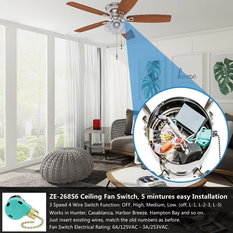 Akahttbn Ceiling Fan Switch 3 Speed 4 Wire Zing Ear