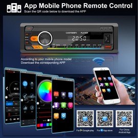 Single Din Car Stereo with Bluetooth 5.0 Hands Free Calling Voice Control, 7 Colors FM car radio with 2USB/AUX/SD/MP3 Player Remote Control, Car Audio System Car Stereo Receiver, Supports iOS/Android