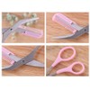 Pink Eyebrow Trimmer Scissors with Comb Non Slip Finger Grips