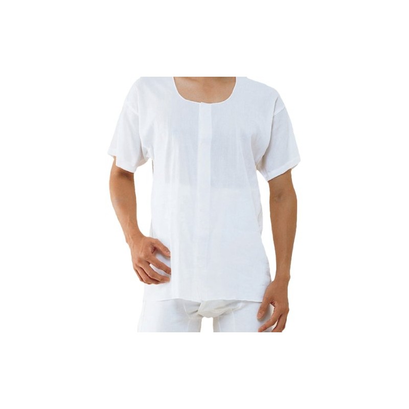 Kobess CH-1 Men's Crepe Open Front Short Sleeve White
