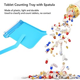 Bandeja de Conteo de Pastillas, Contador de Farmacia Mano con Espátula Pequeña Tabletas Plástico Bandeja Dispensadora Cápsula Conteo Pastillas para Us