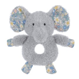 Apricot Lamb Baby Flower Elephant-Gray Soft Ring Rattle Toy, Hold and Shake Toy with Sound, Plush Stuffed Animal for Newborn Infant Babies Over 0 Months (White Bunny, 5.9 Inches)