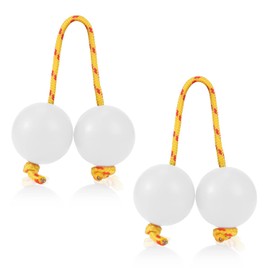 2 Pairs of Aslatuas Rhythmic Ball, Kashaka Shaker Instrument Classical African Shaker Rattle Hand Percussion for Kids Adults Weddings Parties Musical Class (White)