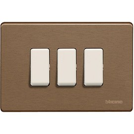 BTicino Magic Plate 3 Seater, gold, 503/3/BR