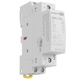 Wengart 25A AC/DC Contactor 2-Pole 2NO for Smart Home & EV Installers to Stop Panel Buzzing Noise via UL Recognized Hum-Free Silent 18mm DIN Rail Design