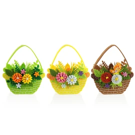 com-four® 3 x Felt Easter Baskets - Baskets for Filling - Felt Bag for Gifting - Easter Nest in Bright Colours (3 Baskets - Flower Arrangement)