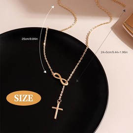XOXVURI Cross Necklace for Women Cross Chain 14K Gold Plated Cross Chain Infinity Cross Pendants Cross Choker Chain Gold Chain Gifts Necklace for Women Men Gold