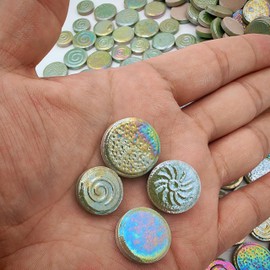 500g Mixed 3 Sizes Random Round Ceramic Mosaic Tiles DIY Creative Ceramic Mosaic Tiles for Craft Plates, Flower Pots, Vases, Cups, Mosaic, Handmade Home Decoration (Raibbow