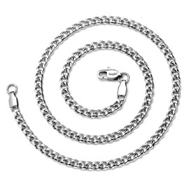 AmyRT Jewelry 4.5mm Titanium Steel Mens Beveled Curb Link Chain Silver Gold Necklace 16 to 30 in, 22 in, Stainless Steel, No Gemstone