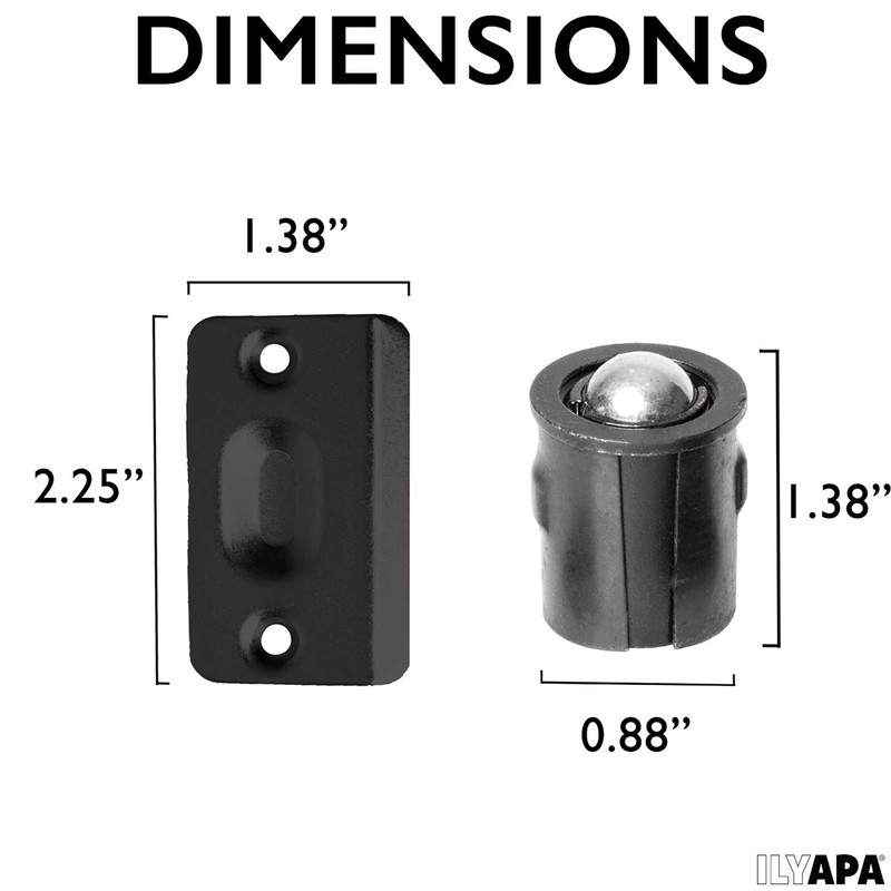 Ilyapa Closet Door Ball Catch Hardware, 4 Pack - Black