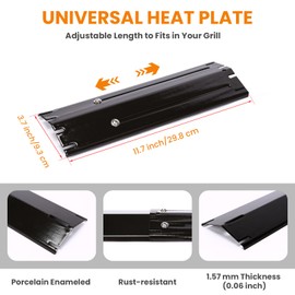 Universal Replacement Adjustable Porcelain Steel Heat Plate Shield, Heat Tent, Flavorizer Bar, Burner Cover, Flame Tamer for Brinkmann Gas Grill, Heavy Duty, Extends from 11.75" up to 21" L, 3 Pack