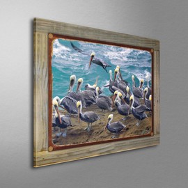 Northwest Art Mall Devils Punch Bowl, Newport Oregon Rustic Metal Print on Reclaimed Barn Wood from Photograph by Steve Terrill 8.5" x 11.5"