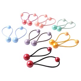 14 Pcs Colorful Kids Hair Ties with Balls,Cute Ball Hair Ties Circle Rubber Hair Elastics Ties for Baby Toddler Girls Women(7 colors)