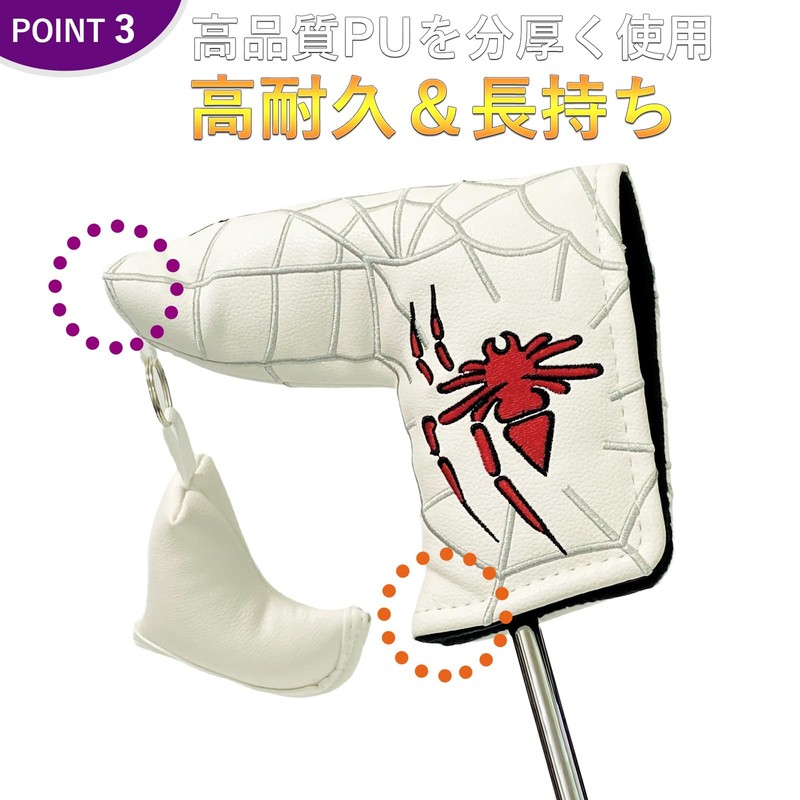Putter Cover Headcover Pin Type Magnetic Closure Tailor Made Spider