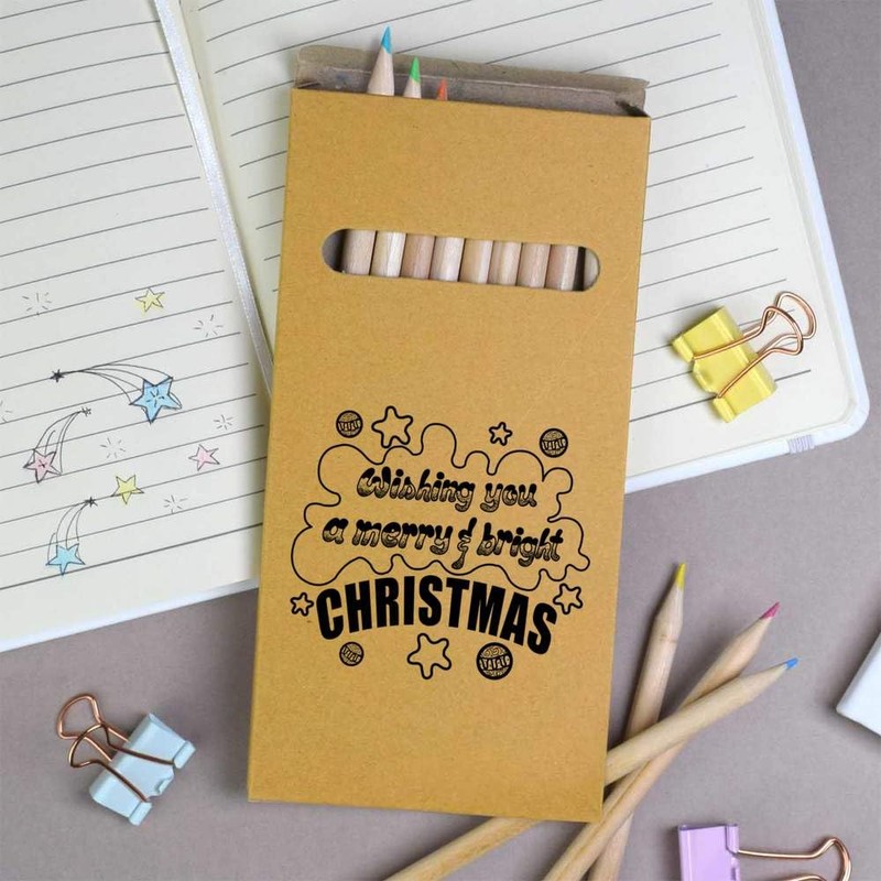 Azeeda 12 x 'Merry & Bright Christmas Wishes' Long 178mm