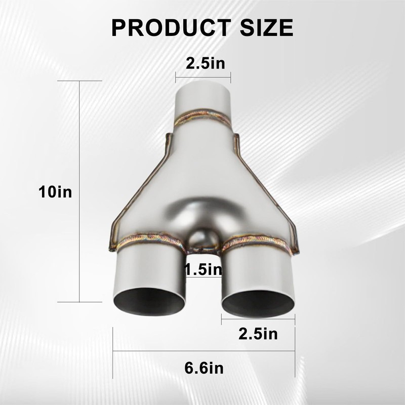 Mupera 2.5 Inch Exhaust Y Pipe, 2.5" Single to 2.5"