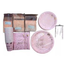 Unbranded 200 Pcs Pink And Rose Gold Happy Birthday Package