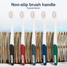 Premium Adult Manual Soft Bristle Toothbrush- 5-Pack, Ultra Soft Bristles, Ergonomic Handle, Dentist Recommended for Gum Care and Plaque Removal, Eco-Friendly Materials (Multiple Colors)