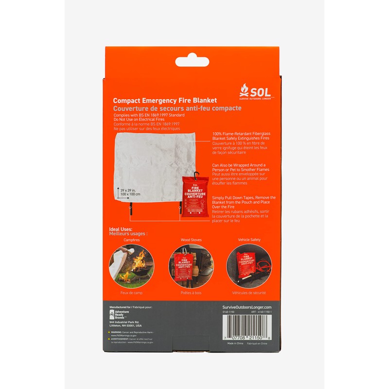 Survive Outdoors - Manta de emergencia para incendios más larga,