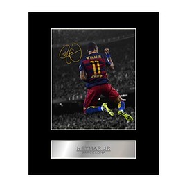 Iconic Pics - Neymar Jr Signed Photo Display FC Barcelona - Wall Picture - Living Room Decor