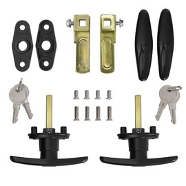 Wedelweib Matching T-Handles Lock Set Locking T-Handle Set for Truck Camper Shell with Dust Cover -2 Pack clockwise and Counter-clockwise with 4 Keys and Hardware（Key Alike）