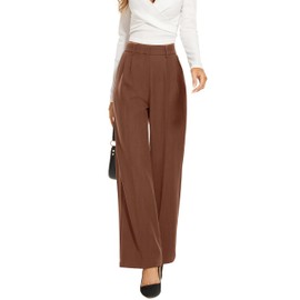 FUNYYZO Women Wide Leg Pants High Elastic Waisted Casual Business Work Trousers Long Straight Suit Pants