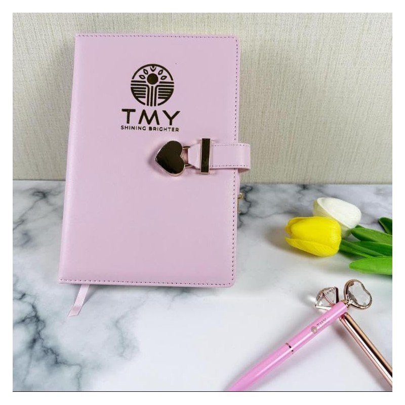TMY Pink Heart Lock Diary Set – 288 Pages, 22×15×2.5
