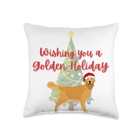 Golden Retriever Christmas Decor Indoor Holiday Throw Pillow